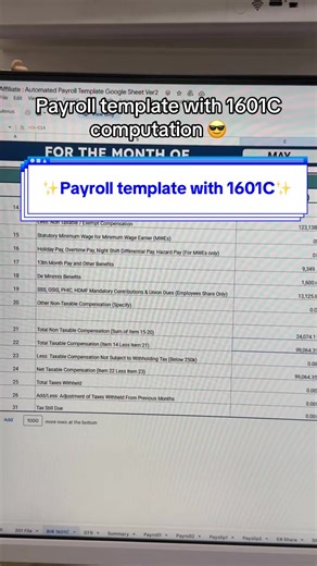 Payroll Template with 1601C Computation for Easy Management