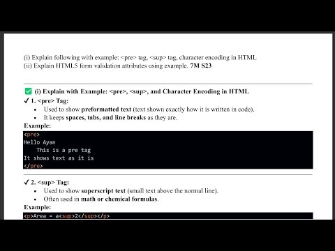 3.5 - pre, sup, Character Encoding tags & HTML5 Form Validation Attributes - WP