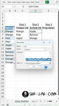 How To Create Sorted Drop-Down List? #excel #exceltutorial
