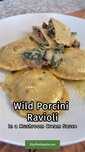 Delicious Wild Porcini Ravioli in Creamy Mushroom Sauce