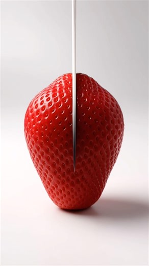 That ruby splash just stopped my heart 🍓🔪✨#Shorts #satisfying #asmr #strawberry #oddlysatisfying