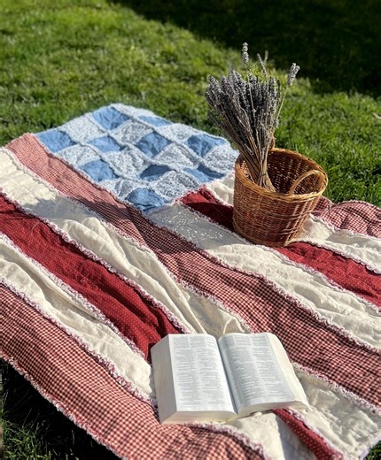American Flag Rag Quilt - Etsy