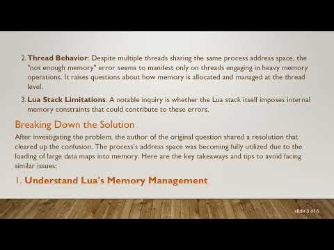 Solving the Not Enough Memory Error in Lua Scripts
