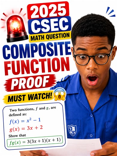 🚨 COMPOSITE FUNCTION PROOFS LOOK HARD… UNTIL YOU SEE THIS METHOD! Most students get stuck on “Show that…” questions because: ❌ They don’t know where to start ❌ They mix up (f(g(x))) and (g(f(x))) ❌ They expand correctly but can’t reach the given answer So they panic… and lose EASY marks in the exam. But here’s the trick 👇 In composite function proofs, the goal is to work step-by-step until your algebra matches the answer they gave you. In this lesson, I show you: ✅ How to substitute one functi