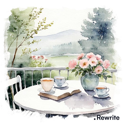 10 Garden Table Clipart, Watercolor Outdoor Tea Table With Flowers and Chairs, Romantic Cottage Garden Scene. High Quality JPG - Etsy