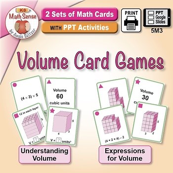 5th Grade Game Cards | Volume of Rectangular Prisms & Expressions PRINT DIGITAL