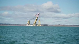 Asian Hercules III, one of the world’s largest cranes, installed the first of our giant suction bucket foundations at the European Offshore Wind Deployment Centre (EOWDC) in Ab | Vattenfall