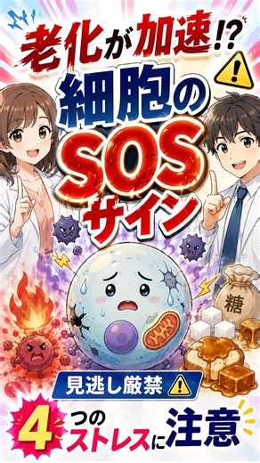 【【保存版】見た目年齢が激変？😱 知っておきたい「細胞を老化させる4つのストレス」】