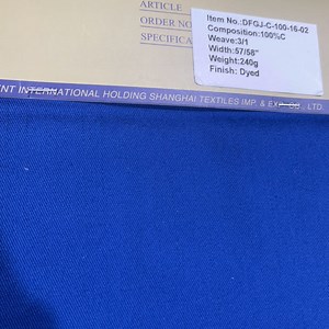 [Hot Item] Classic 100% Cotton Left Hand Twill Fabric 16X12 96X48 3/1 Twill 57/58 Width 240GSM Standard Dyed