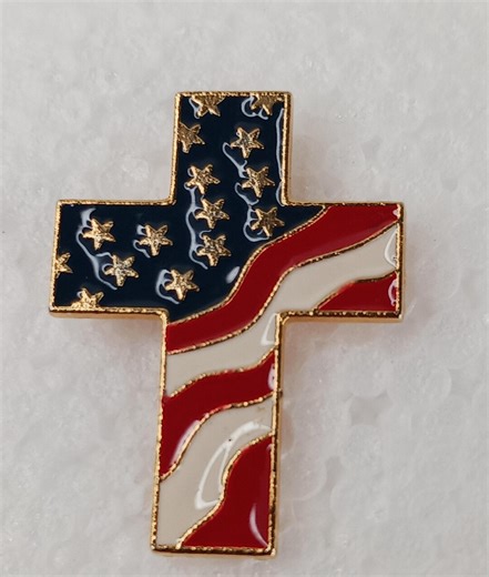 Vintage Lapel Pin American Flag Christian Cross Cloisonne Style Heavy Enamel Gold Tone Brass, Made USA, Church, July 4, Christmas - Etsy