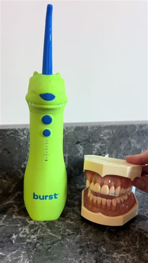 Make your little ones braces experience FUN! Easy to use in the shower to help combat plaque! Hygienist & mom approved! & BURST has a fun unicorn design too🦖💦🦷🦄 #braces