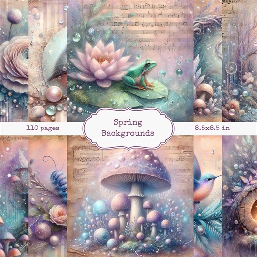Spring Fairy Printable Pages: Scrapbook Spring Backgrounds (digital Download) - Etsy