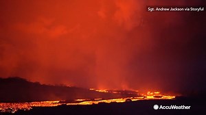 Rivers of glowing lava lit up rising smoke on Hawaii's Big Island as explosions and earthquake continue around Kilauea. | AccuWeather