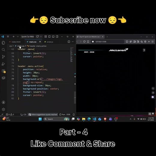3D ANIMATION SPORT CARS WEBSITE A HTML CSS & JAVASCRIPT PROJECT PART - 4 #3danimation #3d