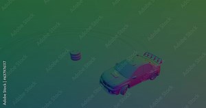 3D animation of a rally car doing a figure of eight and drifting, concept of going round in circles, centripetal force example. Iridescent render Stock Video