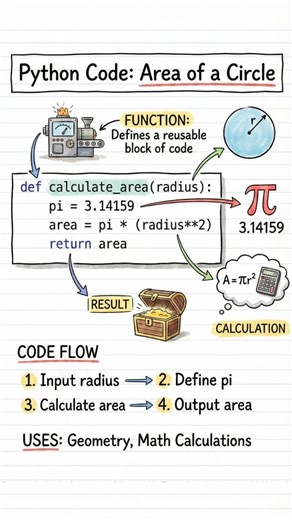 Learn By Watch on Instagram: "Python function to calculate area of rectangle #python #coding #programming"