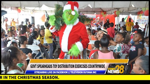 Ministers of Government have fanned out across the country to distribute toys to children, in keep with the spirit of the holidays. | Television Guyana Inc.