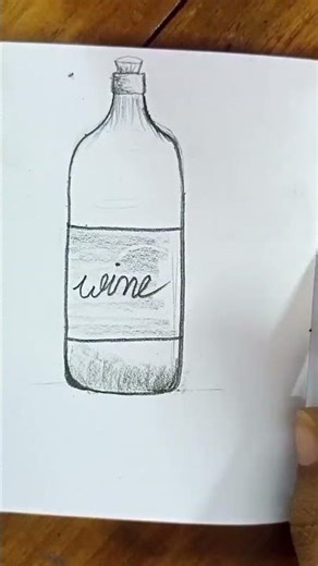 seashell drawing wine bottle drawing hourglass timer drawing
