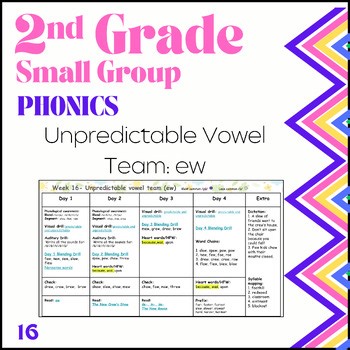 2nd Grade Small Group Phonics Lesson Plan Template: Vowel Team ew