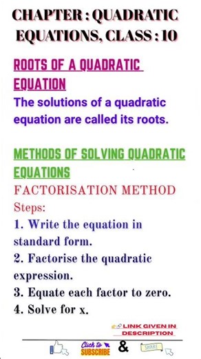 Quadratic Equation Concepts You Must Know #math #cbse #ncert
