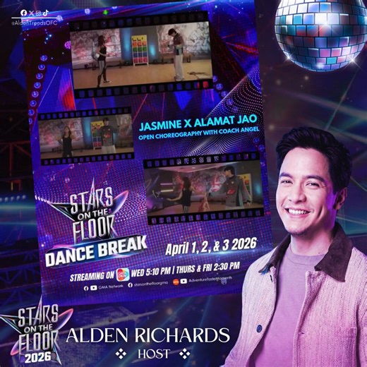 Here's an exclusive look of Jasmine and ALAMAT Jao's Open Choreography rehearsal with Coach Angel! ✨@aldenrichards02 @SOTF_GMA #SOTFVideokeDanceNight#ALDENRichardsSOTF2xALDEN Episode08