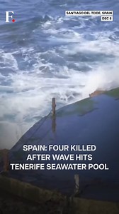 #FPReels | Spain: Four Dead After Giant Wave Sweeps Swimmers Out To Sea In Tenerife A powerful wave crashed into a popular seawater pool on Tenerife’s Los Gigantes coast, dragging several swimmers into the open sea. Four people have died, and one remains missing. The victims were swept out during rough sea conditions, despite warnings and fencing placed around the pool. Rescue crews used helicopters and jet skis to pull survivors from the water, while authorities continue searching for the missi