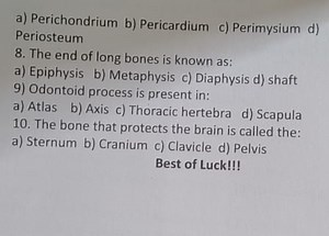 a) Perichondrium Periosteumb) Pericardiumc) Perimysiumd)8. ... | Filo
