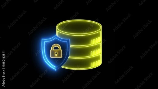 Database icon from artificial intellegence and future technology collection. Database sign and symbol for web animation. Glowing neon line of database and keypad icon on transparent background.