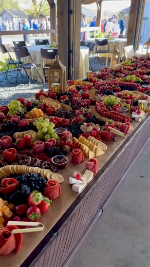 WEDDING GRAZING GOALSSS 😍🤌🏻✨ We had the HONOR of creating this beautiful 125-person charcuterie grazing table for a wedding at Parrish View Farms in Virginia today — and it was an absolute hit! 🤩🫒🍇🧀 Message us to place an order or ask questions! We look forward to hearing from you! (252)820-2992 #charcuterie #weddingcharcuterie #grazingtable #charcuteriecatering | Kelsi’s Charcuterie Catering