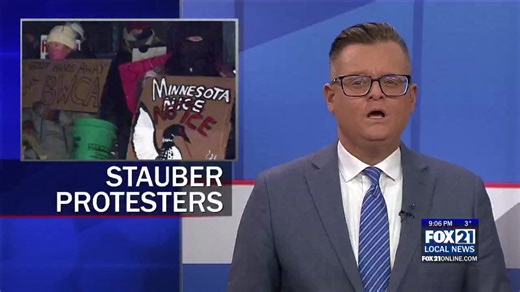 Rep. Stauber ducks out of Teamsters meeting, dodging blocked media and protesters. FOX 21 confirmed two Duluth police officers were contracted by U.S. Capitol Police to be at the union hall. Non-local law enforcement were also there. Story: https://www.fox21online.com/2026/01/29/rep-stauber-ducks-out-of-teamsters-meeting-dodging-blocked-media-and-protesters/ | Dan Hanger