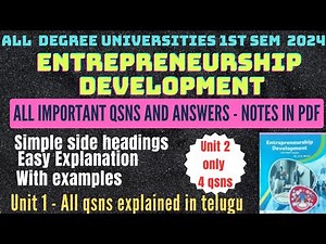 Entrepreneurship Development imp qsn & Ans #degree1stsem notes pdf #entrepreneurship #modelpaper