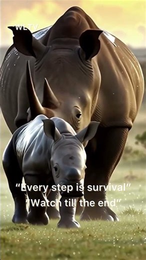 Rhino Mothers Guide Their Newborn Calves