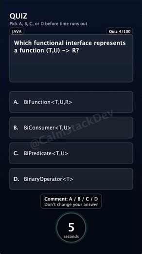 Quiz-104 | Which interface maps (T,U) → R? | #shorts #java #quiz