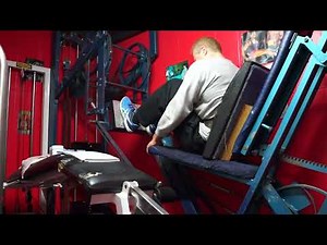 Michael Gundill, narrow stance Nautilus leg press with elastic bands