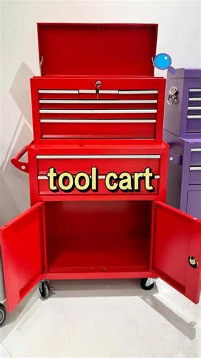 This video showcases a steel tool cart designed for durability, mobility, and organized storage.