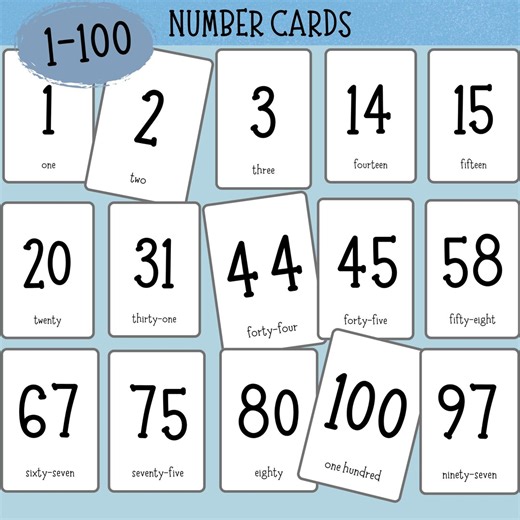 Number Flash Cards 1-100 | Printable Kids Math Numeracy Activities - Etsy