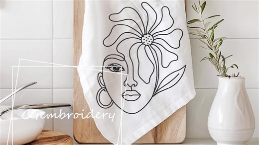 Flower Woman Embroidery Design, Face Line Art, Women and Flowers Embroidery File Line Art Machine Embroidery Beautiful Women Face Embroidery - Etsy