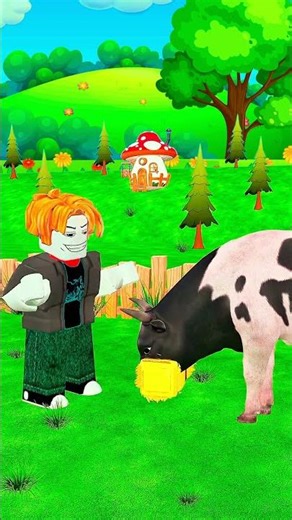 Roblox Bacon vs Squid Game Doll Feeds Funny Cow | 3D Cartoon Animation #roblox #shorts