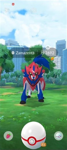 Defeating Zamazenta in raid (PGsharp) #pokemongo #pokemon