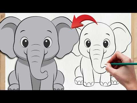HOW TO DRAW AN ELEPHANT 🐘 | Easy Step-by-Step Animal Drawing for Kids | PrimoDrawings
