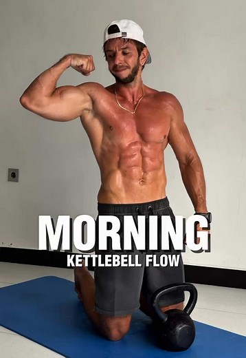 MORNING KETTLEBELL FLOW ⏳3 rounds | 30 sec work | 30 sec rest 1️⃣ Curl to Halo 2️⃣ Kettlebell Swing 3️⃣ Rotational Clean 4️⃣ Wood Chop 5️⃣ Curl Goblet Press 6️⃣ Triceps Kickback 🤝 Save for later & Share with your friends #kettlebell #workoutvideos #morningworkout #workoutreels #homeworkout