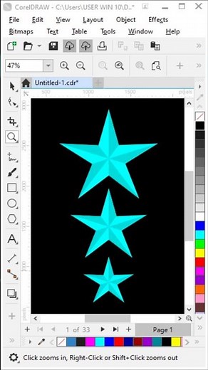 Corel Draw Tutorial Draw a Three 3D Blue Star #coreldraw