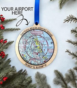 Personalized VFR Sectional, Airport Map, Airspace, Aviation Gifts, Pilot Gift, Pilot Ornament, Airplane Ornament. - Etsy