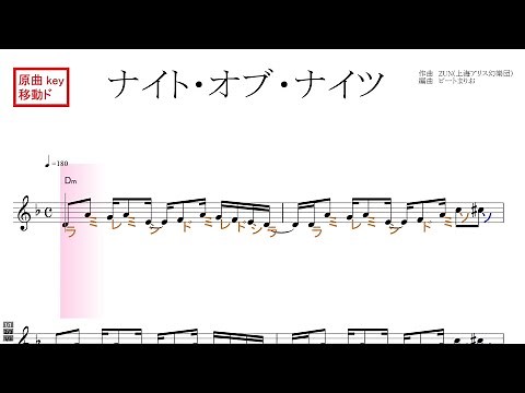 ナイト・オブ・ナイツ（ビートまりお）東方Project 原曲key 移動ド読み／ドレミで歌う楽譜【コード付き】