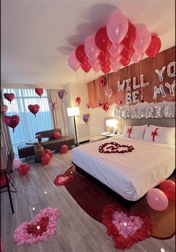 Romantic Hotel Room Setup for Proposal