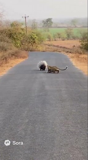Leopard vs Porcupine Fight on Indian Street | Rare Wild Encounter in India
