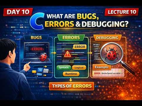 Lecture 10 | Why Programs Fail? Bugs, Errors & Debugging Explained |Types of Errors