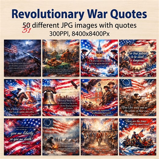 Revolutionary War Quote Art Bundle | USA 250th Anniversary Digital Prints | Patriotic Wall Decor | Founding Fathers Quotes - Etsy