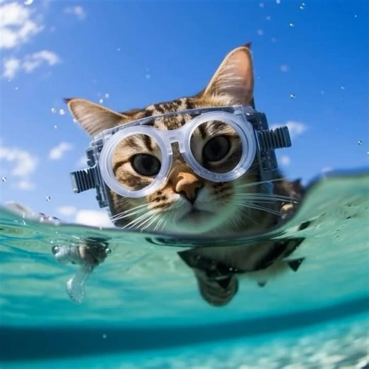 This cat can swim better than me #cat #cats