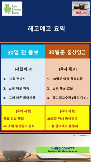 #해고예고제도 #요약#근로기준법